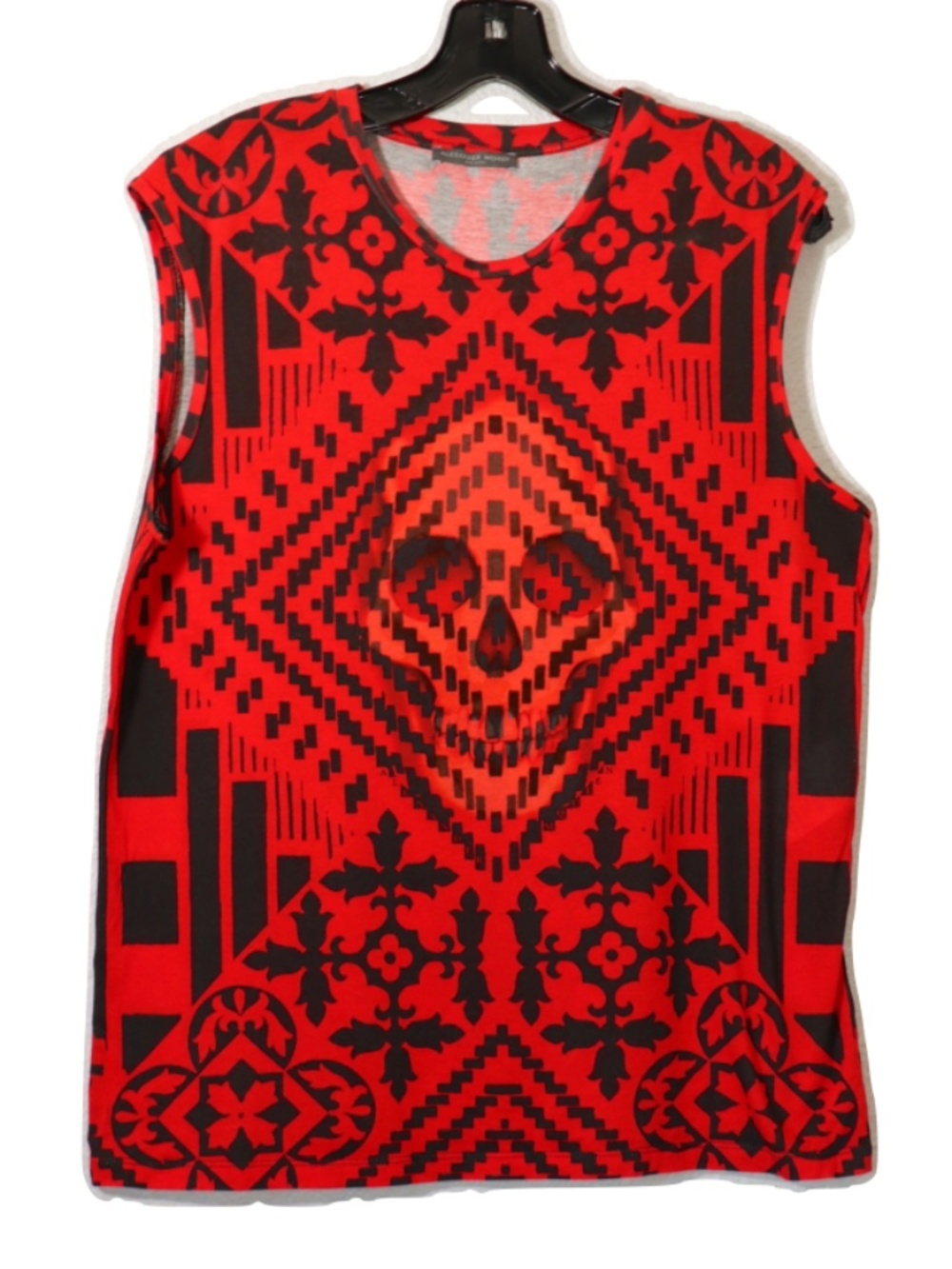 Alexander McQueen red & black graphic skull print sleeveless top